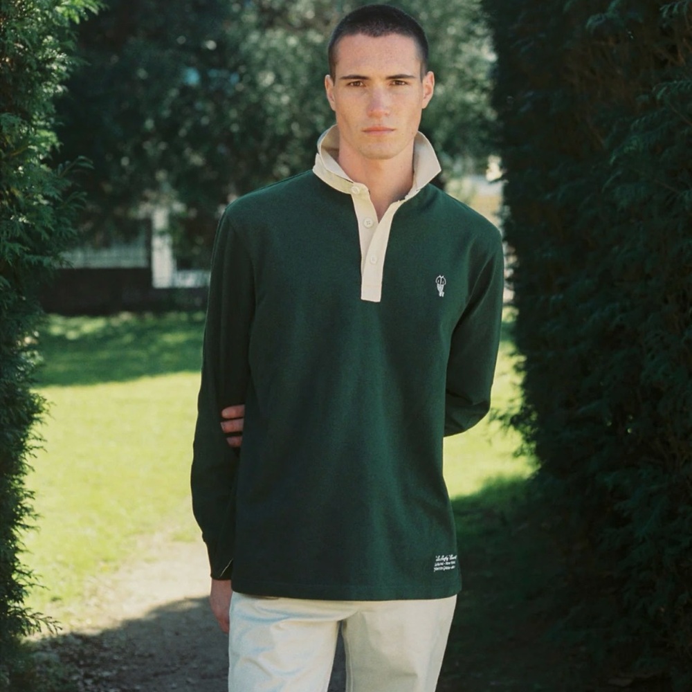 'Le Rugby' Classique Hunter Green Rugby Shirt - Men’s L